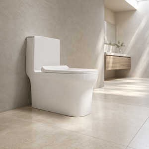 WC monobloc minimaliste à chasse d'eau par gravité, fixation murale ou au sol, en porcelaine, design S/P-trap, facile à nettoyer, équipement de salle de bain - Product Image 3