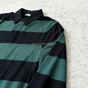 Camiseta Polo Vintage de Alta Calidad para <span class=keywords><strong>Hombre</strong></span>, Fabricada en Algodón con Bordado, Camiseta Polo de Manga Larga a Rayas para <span class=keywords><strong>Hombre</strong></span> - Product Image 2