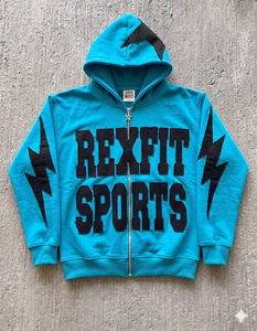 Échantillon de sweat à capuche zippé pour homme, personnalisé, délavé à l'acide, effet soleil, avec applique, broderie et patchs usés, coupe courte - Product Image 2
