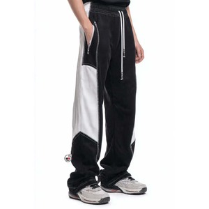 Mens Flare Pants <b>Elastic</b> <b>Waist</b> Drawstring Color Blocked Side Pockets Casual Style Breathable Outdoor Knitted Fabric Autumn Wear - Product Image 4