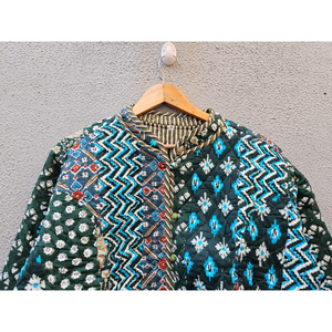 Handmade Reversible Quilted Cotton <b>Jacket</b> <b>Patchwork</b> Kantha Printed Women Short Autumn Winter Outerwear gift for her - Product Image 4