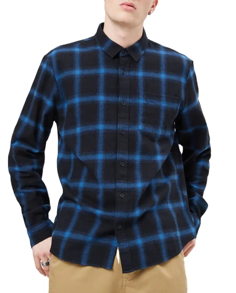 2022 camicia di flanella da uomo all'ingrosso colore personalizzato manica lunga ragazzi inverno Casual unisex abbottonatura camicie a quadri di flanella per uomo