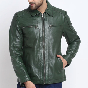 Custom New Premium Design Coated Leather Fabric Waterproof Motor Bike Fashion <b>Jackets</b> with Stand Collar and Front Logo for <b>Men</b> - Product Image 1