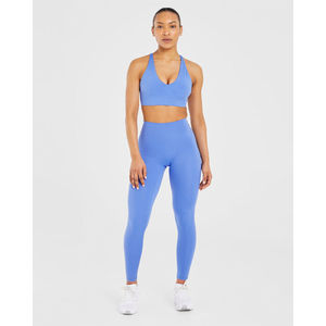Nouveau design Soutien-gorge de sport bleu cobalt avec bretelles réglables au dos, décolleté en V et maintien élevé pour femme adulte - Product Image 6