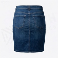 Jupe crayon en jean taille haute pour femme, longueur genou, couleur unie, style décontracté avec poches