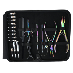 Hair Extension <b>tools</b> <b>Kit</b> with Flat Bead Crimping Plier Removal Plier Hook Loop <b>Tool</b> Hair Parting Finger Med Large styling Clips - Product Image 6