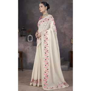 Sari de diseñador con hermoso bordado de hilo - Product Image 6