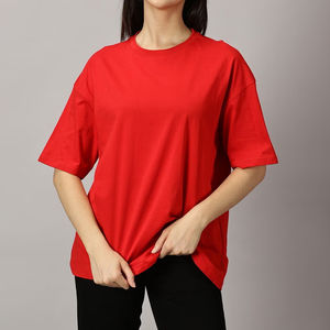 Camiseta de Mujer Extra Grande, Lisa, Personalizable, de Algodón Grueso, Transpirable, para Verano, Estilo Urbano, 180g - Product Image 1