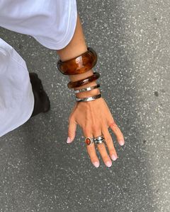 Handcrafted Resin Bangles Chunky <b>Stack</b> Glossy Finished Daily Wear Party Festive Retro Fashion Jewelry Lucite <b>Bracelet</b> Accessory - Product Image 4