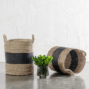 Juego de 2 cestas de mimbre marino en dos colores, cestas de almacenamiento hechas a mano, venta al por mayor, ecológicas, hechas en Vietnam - Product Image 2