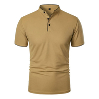 Kaos Polo Kerah Mandarin Lengan Pendek Putih Custom Grosir untuk Pria, Detail Kontras, Kasual, Olahraga, Golf
