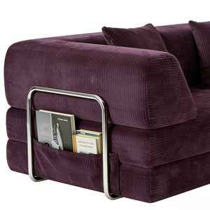 Canapé pliable sous vide, extra large, en velours côtelé, convertible, moderne, livré en boîte - Product Image 5
