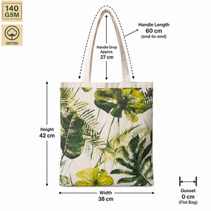 Custom Logo Tropical Print Cotton Beach Tote Bag 140 GSM 38x42 cm Reusable <b>Shopper</b> Wholesale OEM ODM Private Label Manufacturer - Product Image 3