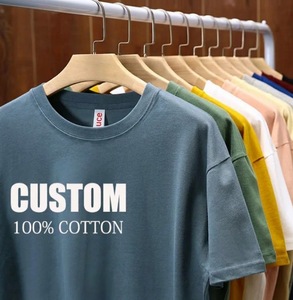 T-shirt décontracté pour homme en coton tricoté respirant 100 %, manches courtes, 220 grammes, couleur unie - Product Image 1
