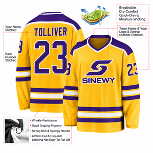 Maillot de hockey sur glace jaune personnalisé à col mandarin, sublimation, maille respirante, séchage rapide, évacuation de l'humidité, manches longues, logo personnalisé - Product Image 4