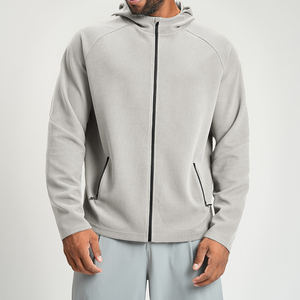Sudadera con Capucha Negra para Hombre, Cierre de Cremallera, Corte Regular, Tejido de Poliéster Transpirable, Informal, Color Sólido, Logotipo Frontal, Ropa de Otoño - Product Image 4