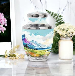 Contemporary Aluminium Cremation Urn Round Ashes <b>Memorial</b> <b>Keepsake</b> Urn Decorative Funeral Supply - Product Image 1