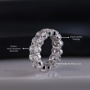 Anillo de Boda de Lujo de Oro Blanco de 18K con Diamante Ovalado Cultivado en Laboratorio, Color EF, Claridad VVS2, Anillo de Eternidad Completo para Mujer, Regalo de Aniversario - Product Image 3