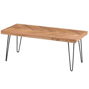 Tavolino da Cocktail Moderno con Motivo a Chevron e Gambe a Forcina in Metallo, Facile Montaggio, Finitura Grezza Naturale - Per Tè e Caffè - Product Image 2