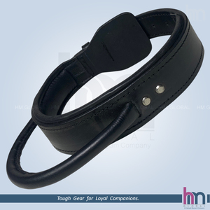 Premium Genuine Leather Heavy Duty Tactical K9 Dog Collar Rolled Leather Control Handle for <b>Large</b> Breed Dogs - Product Image 3