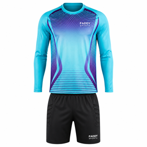Ensemble de maillot de gardien de but personnalisé professionnel à manches longues, uniforme de gardien de but de football, combinaisons d'entraînement de football rembourrées pour hommes et enfants - Product Image 1