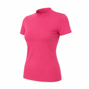 Camiseta Personalizada Rosa Claro para Mujer, Cuello Redondo, Manga Corta, Corte Ajustado, Algodón Elástico Suave - Product Image 4