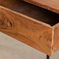 Bureau d'ordinateur Vandana Hexa Vista avec plateau en bois et pieds en métal