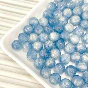 Cuentas Redondas de Resina Acrílica con Patrón de Remolino Azul y Blanco, Cuentas Espaciadoras Sueltas con Diseño Marmoleado para la Fabricación de Joyería y Manualidades - Product Image 1