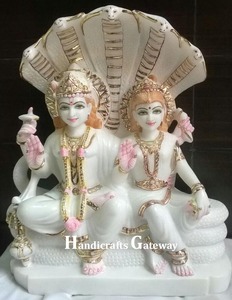 หินอ่อนสีขาวบริสุทธิ์พระนารายณ์ลักษมีประติมากรรม - Product Image 3