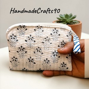 Handmade Eco-Friendly Durable High Quality Soft Compact <b>Mini</b> Quilted Fabric Wallet Luxury Floral Coin <b>Pouch</b> Zipper Women - Product Image 3