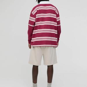 Chemises de rugby à manches longues rayées personnalisées, broderie de logo de haute qualité, deux tons de couleur, tailles plus grandes, vêtements pour hommes, sweat-shirts de rugby - Product Image 1