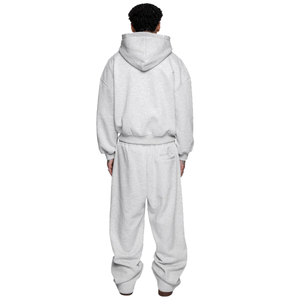 Fleece Heavy Weight Sweatpants and Hoodie <b>Set</b> Boxy Oversized Two Piece Zip up Hoodie Joggers <b>Sets</b> Men - Product Image 2