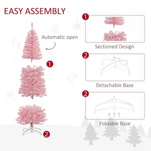 Albero di natale artificiale a matita rosa 6ft con funzione aperta automatica per decorazioni per feste domestiche - Product Image 6