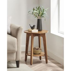 Table d'appoint ronde à 2 niveaux avec pieds coniques et transitions courbes pour chambre à coucher et salon - Product Image 2