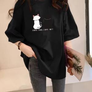 T-shirt d'été tendance pour femme – Nouveaux hauts d'été à manches courtes, coupe ajustée, longueur standard, 100 % coton, anti-plis, séchage rapide - Product Image 4