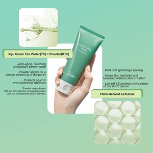 Gel exfoliant pour le visage au thé vert YADAH, pH 5,5, gel nettoyant exfoliant 100 ml pour les soins quotidiens de la peau, fabriqué en Corée - Product Image 4