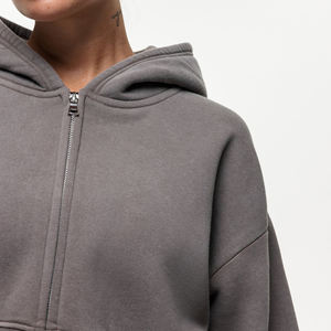 เสื้อฮู้ดมีซิปสำหรับผู้หญิงเสื้อครอปมีฮู้ดเสื้อครอปแฟชั่น - Product Image 6