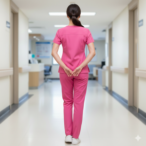 Ensemble de blouses et pantalons en coton tricoté pour femmes, aspect soigné, pour les professionnels de la santé, avec pantalon assorti, manches courtes, usage hospitalier - Product Image 3