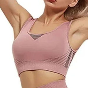 Seamless Women's Yoga Set with 2 in 1 Design Short Sleeve Elastic - Product Image 5