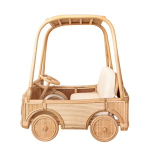Handmade Rattan Kids <b>Car</b> Wicker Toddler Buggy Bamboo Play Vehicle for Preschool Room Decor Children Push <b>Car</b> <b>Toy</b> Rolling Walker - Product Image 2