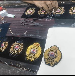 Luxury Hand Embroidery Handmade Bullion Wire Griffin Shield <b>Badge</b> Green <b>Machine</b> Zardozi Crest Patch/<b>Badge</b> - Product Image 4