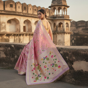 Blush Pink <b>Tissue</b> Silk Lehenga Choli with Soft Radiance Fine Crafted Weave | Elegant <b>Wedding</b> Party Wear for Women - Product Image 3
