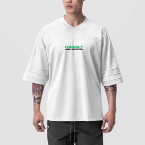 Camiseta Blanca de Manga Corta con Cuello en V para Hombre, Estilo Urbano, Tejido Transpirable, con Estampado de Letras en la Parte Delantera, Talla L, de Naimat Abbas Industries - Product Image 1