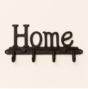 Decorative Vintage Cast Iron Home <b>Key</b> Holder Wall Mounted Rustic Metal <b>Hanger</b> With 4 Heavy Duty Hooks For Entryway Organization - Product Image 3
