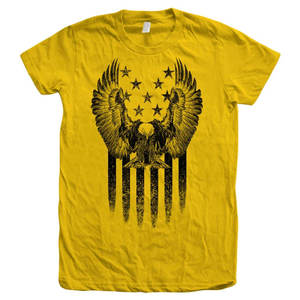 Camiseta de Manga Corta con Cuello Redondo y Estampado de la Bandera del Águila Americana para Mujer, Corte Regular, Informal, 100% Algodón, Transpirable, para Todas las Temporadas - Product Image 3