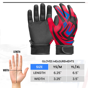 Guantes de bateo de cuero PU rojo, azul y negro, con palma de cuero resistente a desgarros y roturas, guantes de bateo de béisbol. - Product Image 6
