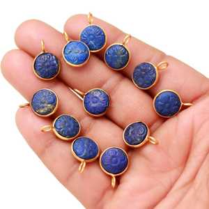 Natural Lapis Lazuli Flower Pendant 925 Sterling <b>Silver</b> Hand Carved Gemstone Charm Lapis Lazuli Stone Pendant For Jewelry Making - Product Image 2