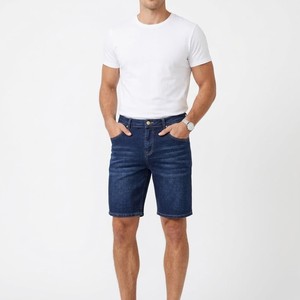 Pantalones Cortos de Mezclilla para Hombre, Estilo Casual, Corte Recto, Cintura Media, Tejido de Algodón Transpirable, Lavado Oscuro, Verano, OEM - Product Image 4