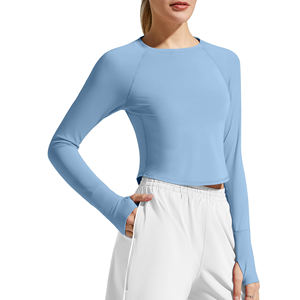 Top de Yoga para Mujer con Logotipo Personalizado, de Alta Calidad, Manga Larga, Transpirable, Suave, para Gimnasio y Fitness - Product Image 2