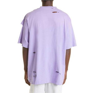 เสื้อยืดแฟชั่นผู้ชาย สไตล์วินเทจ ผ้าฝ้ายฟอกสีซีด แต่งขาด ดีไซน์เท่ ผ้าเนื้อนุ่ม ระบายอากาศได้ดี เหมาะสำหรับใส่ลำลองในช่วงฤดูร้อน - Product Image 2